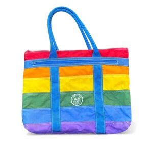 Vintage Levi Strauss 1984 Olympics Rainbow Nylon Zip Tote Bag